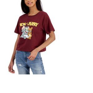 Warner Brothers Juniors Cropped Tom Jerry G Maroon